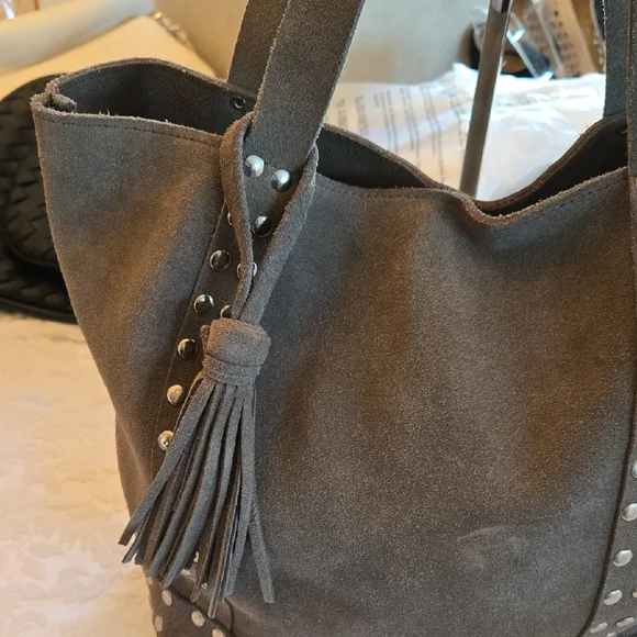 Chic Studded Tote Bag in Taupe - Picture 3 of 5